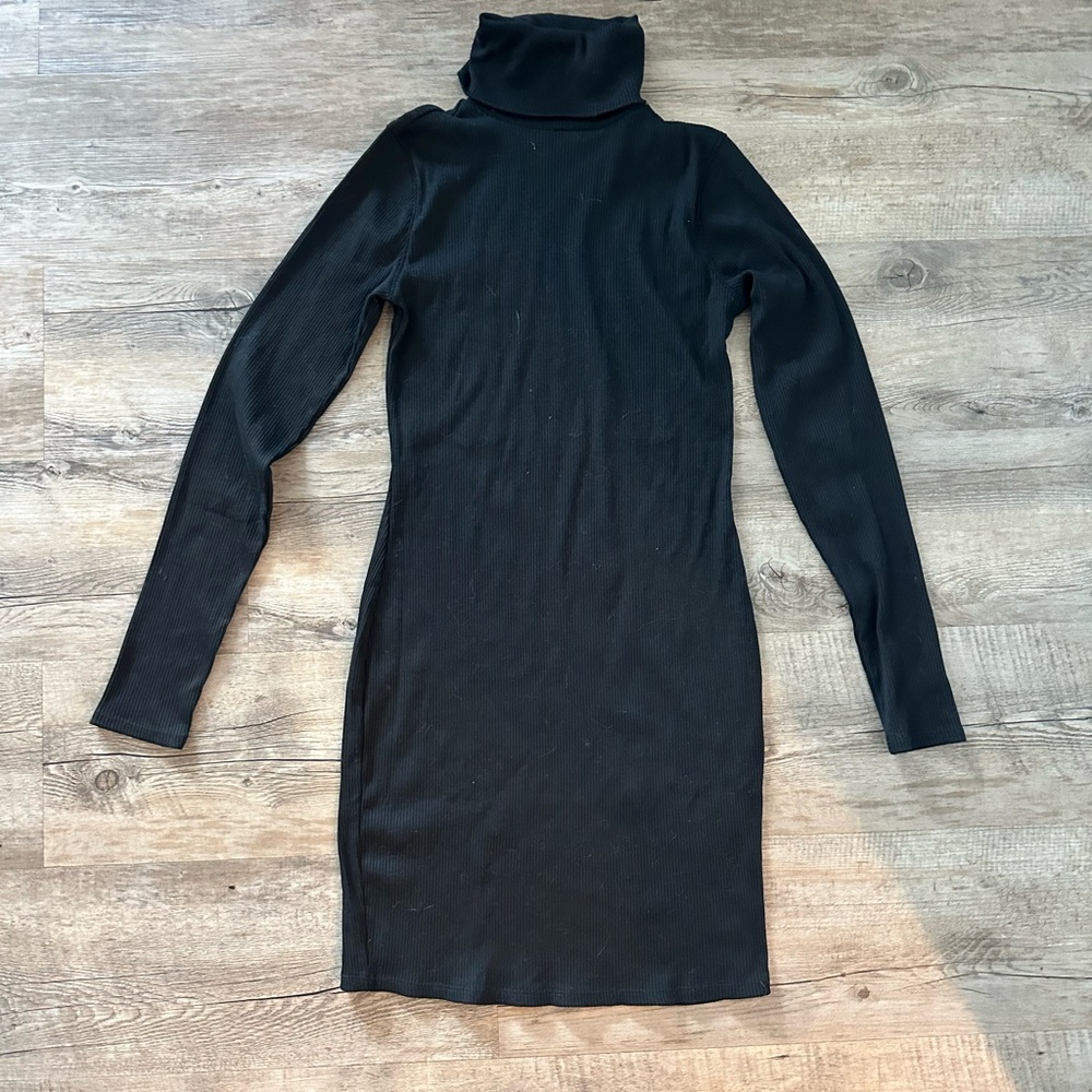 Wild Fable Black Ribbed Long Sleeve Bodycon Turtleneck Dress